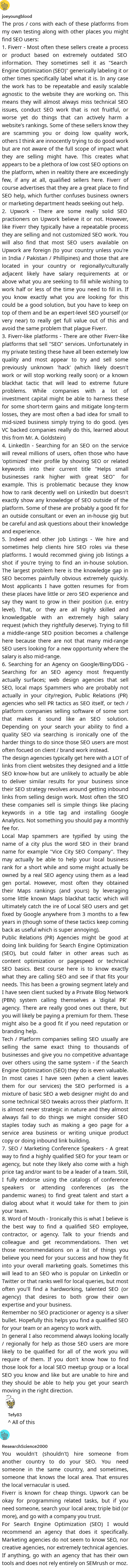 to find an seo professional with solid experience