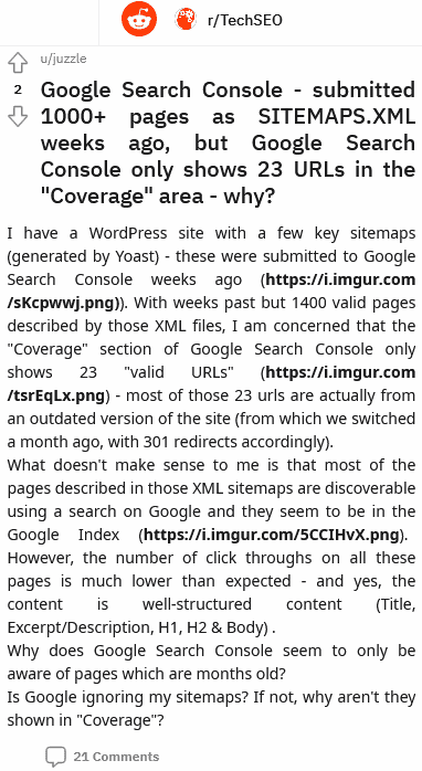 solution for gsc not showing all urls of a sitemap xml in the coverage side