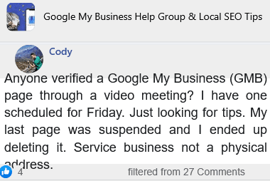 verified a GMB page of a service business without a physical address through a video meeting