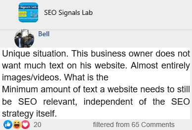a website has almost entirely images videos so what is the minimum amount of text to be still SEO