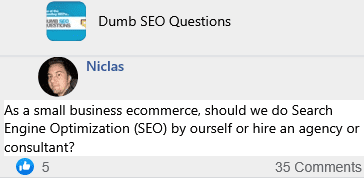 as a small business e commerce do you do SEO by yourself or hire an SEO consultant agency