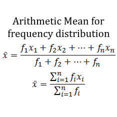 arithmetic mean for frequency distribution a