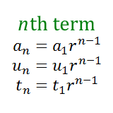 Write an equation or explicit formula for the nth term of each geometric sequence