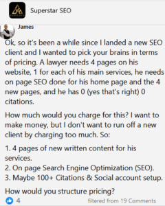 An SEO Client of Mine Is a Lawyer. What Should the Variation of Prices Be?