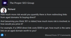 How Cost did You Buy an Aged Domain for 301 Redirection?