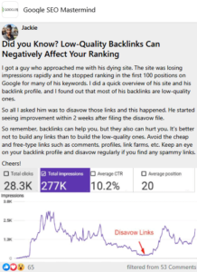 Low-Quality Backlinks can Negatively Affect Your Ranking Hence Disavow Them
