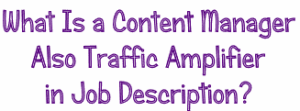 What Is a Content Manager Also Traffic Amplifier in Job Description?