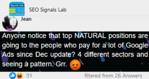 anyone notice that top natural positions get filled with websites they pay google ads since dec update
