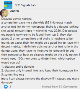 disavow links a competitor gave me 82 links exact match anchor text link to my homepage