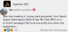 if a client asks for a money-back guarantee in seo