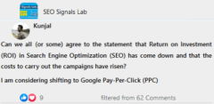 roi in seo goes down but the cost goes up i consider shifting to google ppc