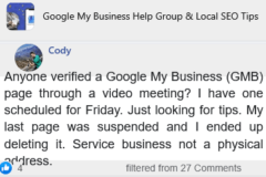 Verified A GMB page of A Service Business Without a Physical Address through a Video Meeting