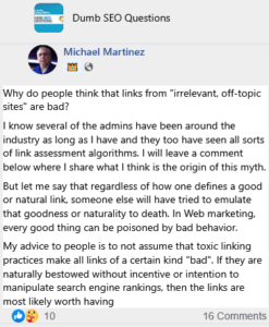 Links from irrelevant, Off-Topic Sites are Bad SEO