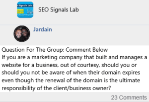 An SEOs needs to remind their client's domain expires and domain renewal