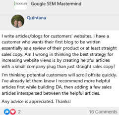 Creating Helpful Articles for All Visitors Versus Just Straight Sales Copy for Buyer Intent?