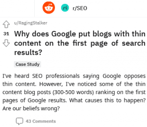 If Google Puts Blogs With Thin Content on the First Page of Search Results