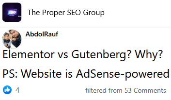 elementor vs gutenberg if a website is adsense powered
