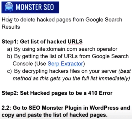 how to delete hacked urls from google serps