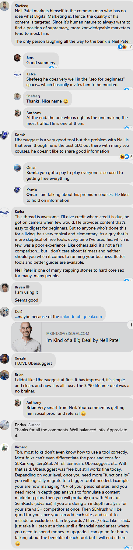 why do neil patel and ubersuggest seem funny