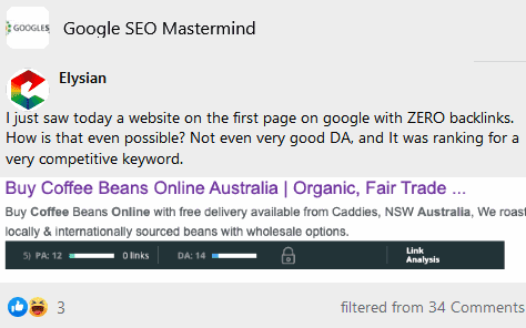 a website on the first page on google with zero backlinks
