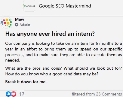 ever hired an intern