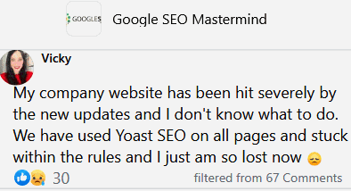 my website fell after latest g se algo updates then i use yoast seo but mine cannot rise up on the serps yet