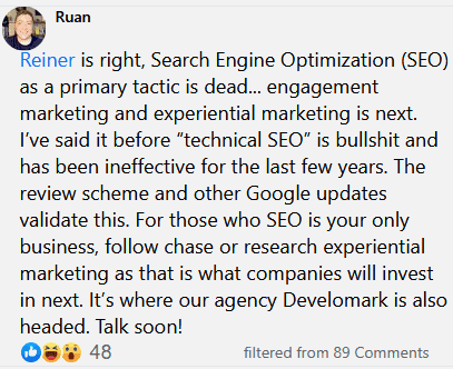 comments on someone said seo is dead