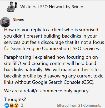 your seo client guessed that build your seo service included backlink building he she bought whereas neither it was a deal nor you mentioned it