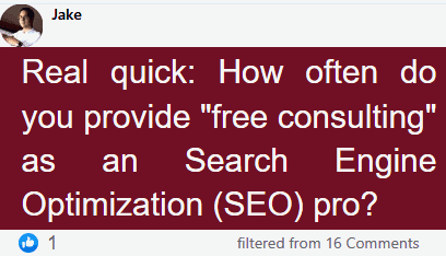 how often do you provide free consulting as an seo pro