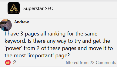 some pages are ranking for the same keyword internal linking others to the most satisfying keyword cannibalization