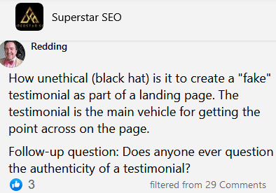 does anyone ever question the authenticity of a testimonial fake testimonial blackhat seo