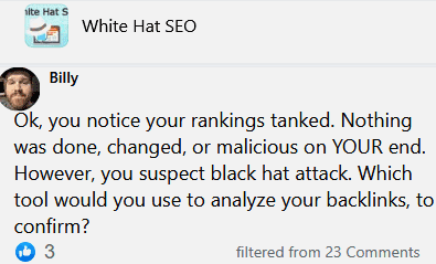 if you notice your rankings tanked and you suspect black hat attack what tool would you use to analyze your backlinks to confirm it