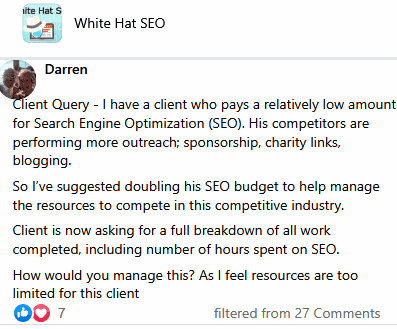 a client wants a monthly so detailed breakdown of seo services