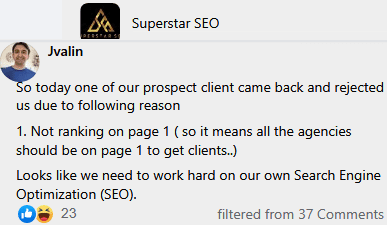 a client canceled an seo agency because the agency website wasn t ranking on page one