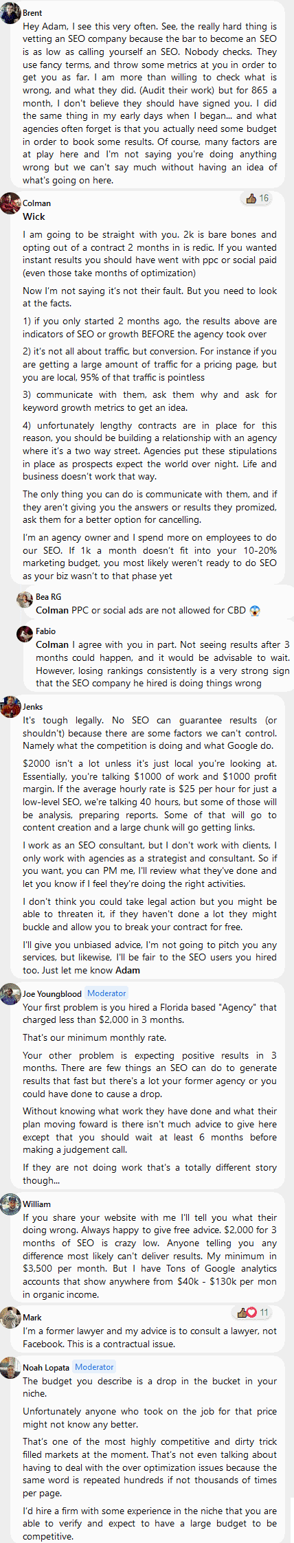 someone asked for legal advice s he wanted to cancel a 12-month seo contract due to roi unreached after the first 3-month
